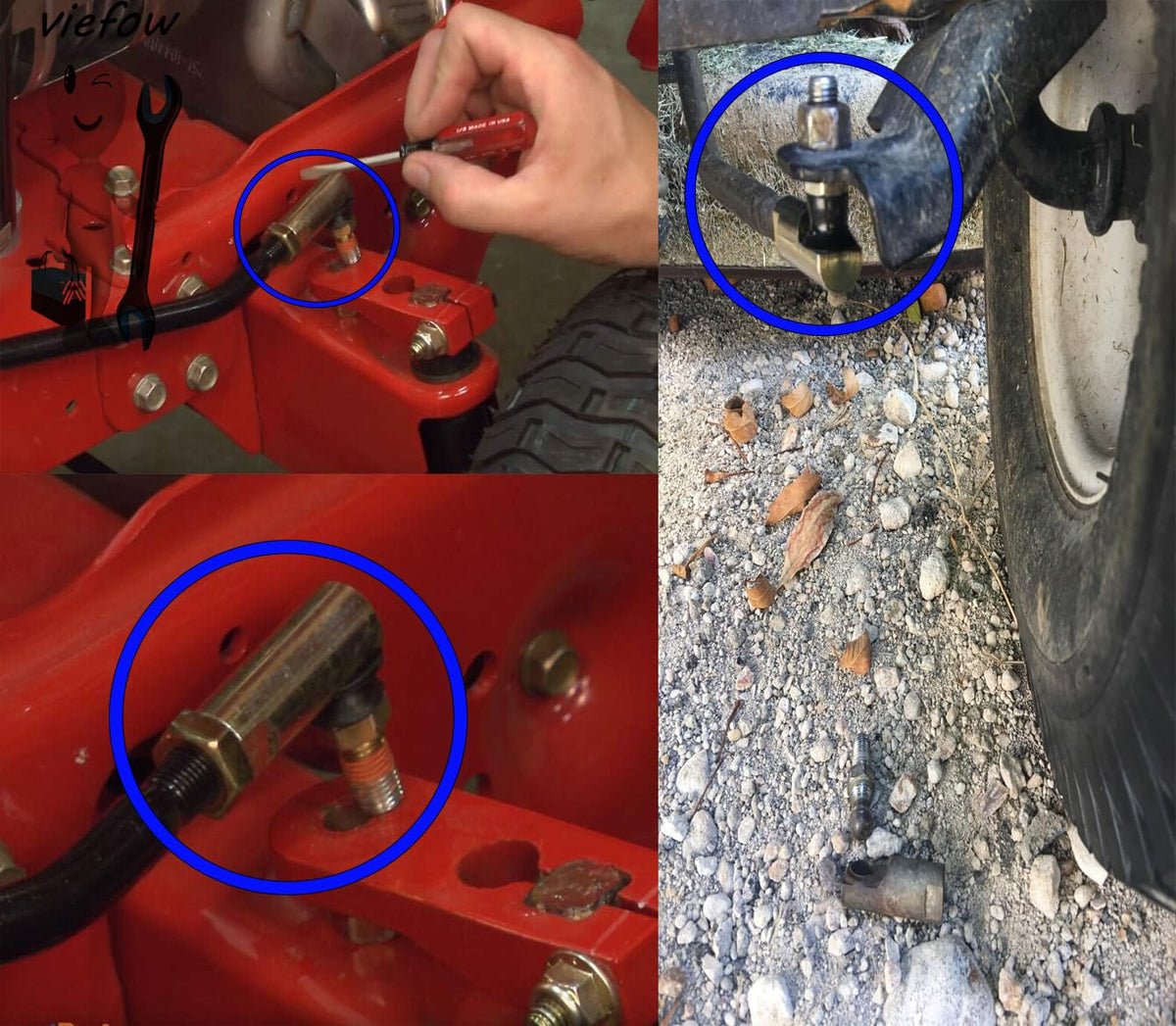 Viefow installation guide image showing quick swap of worn ball joints