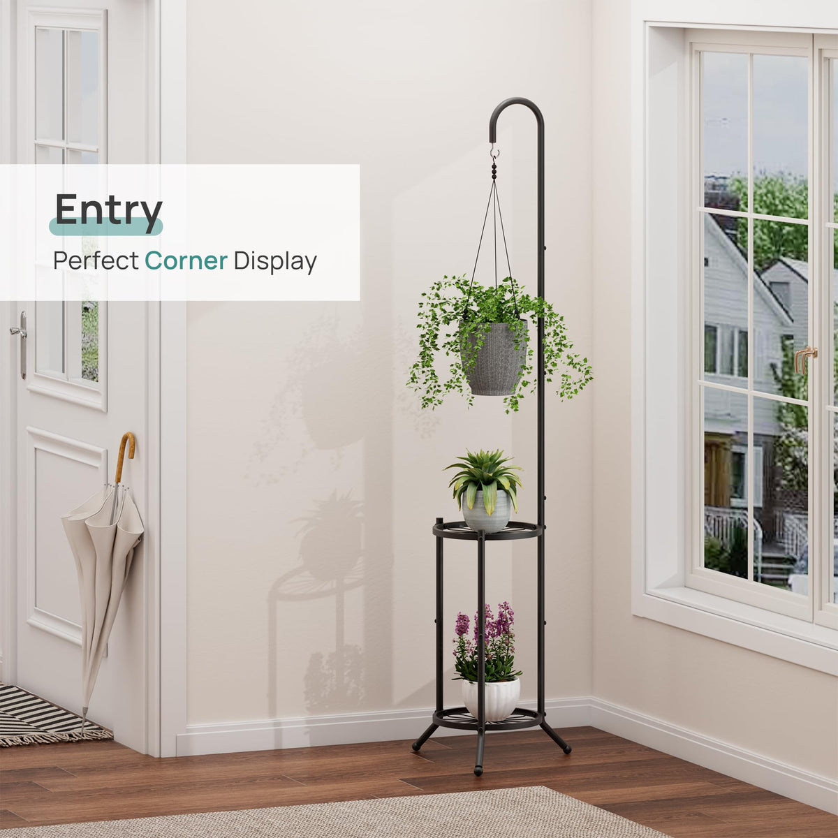 Viewcare 11-inch metal discs stabilize pots for a stylish plant display.