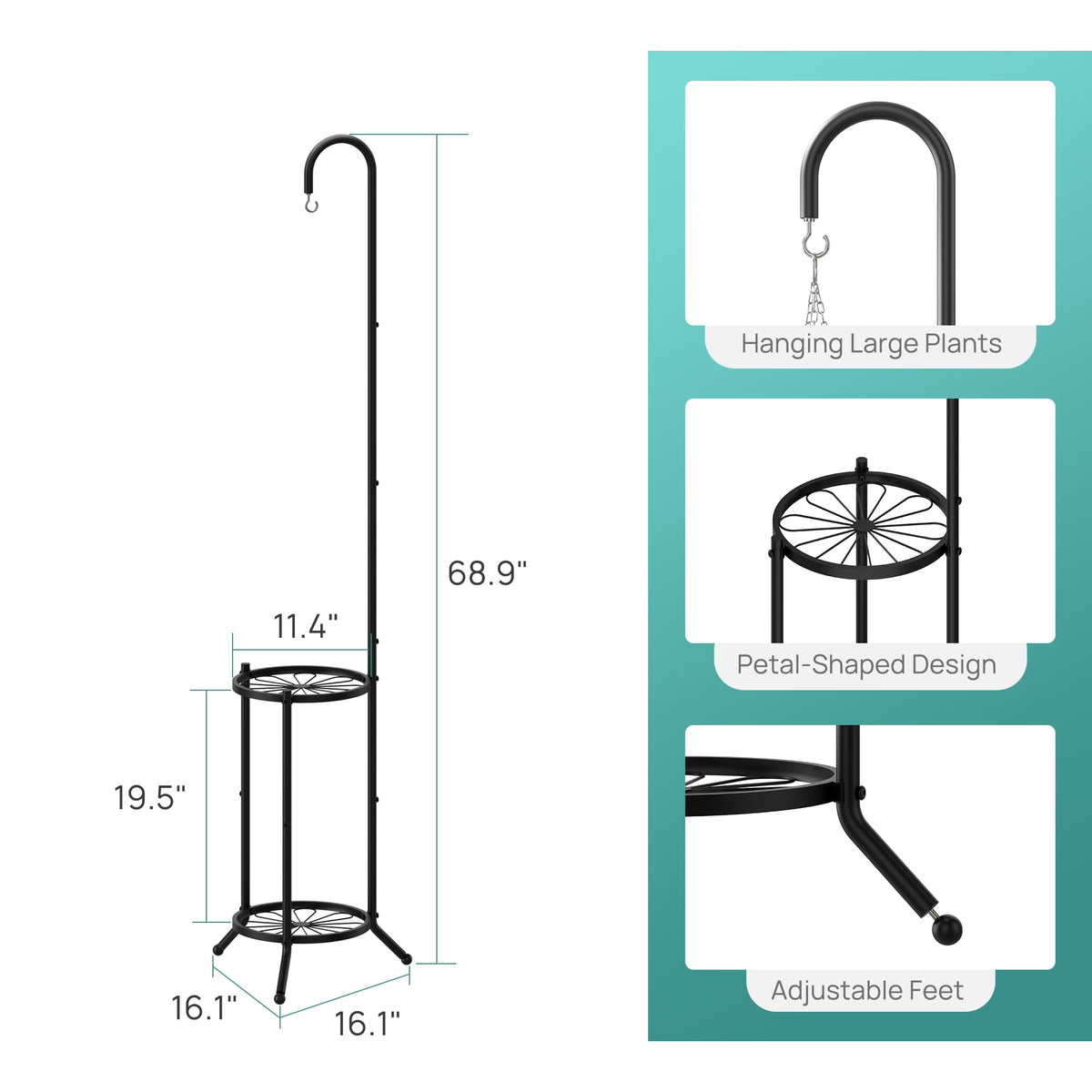 Viewcare heavy-duty iron planter rack provides sturdy indoor or outdoor vertical storage.