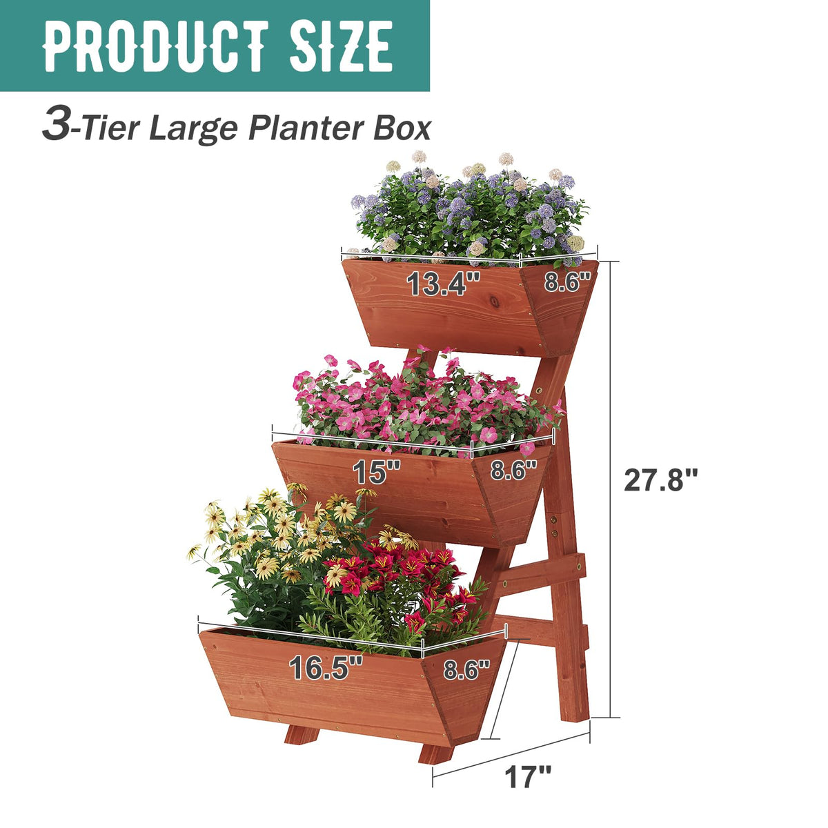Viewcare tri-level planter setup on patio or greenhouse