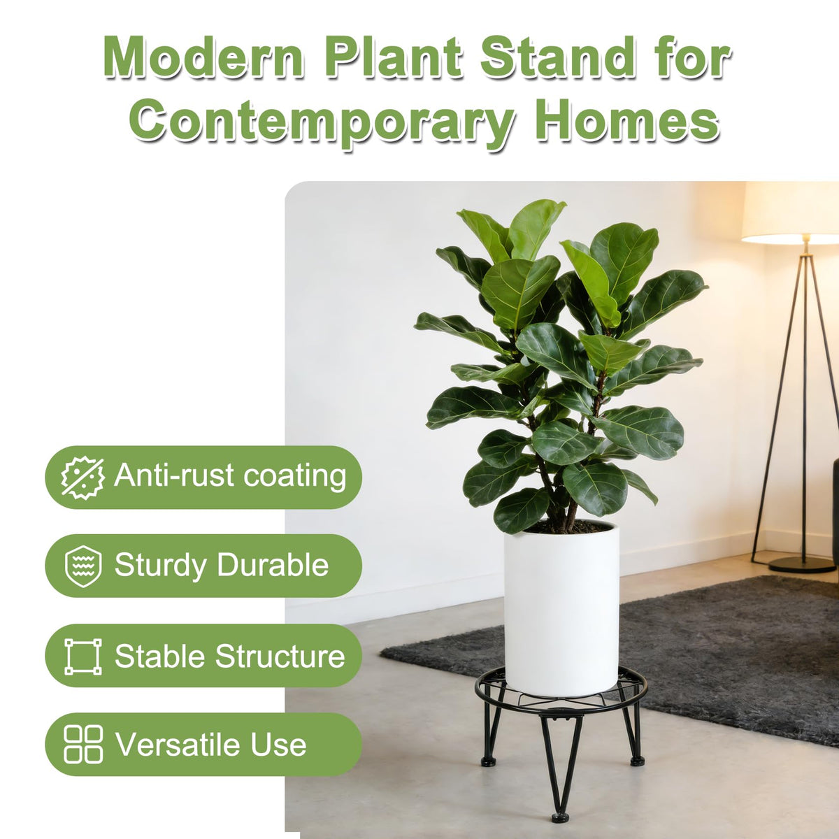 Vigordream heavy-duty planter holder keeps pots stable on any surface.
