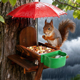 Vigormar Squirrel Feeder drainage mesh keeps feed dry after rain