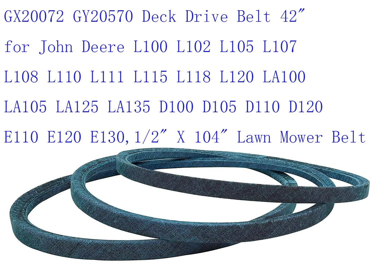 VIGORVIL 104-inch deck belt installed on a John Deere mower for reliable operation