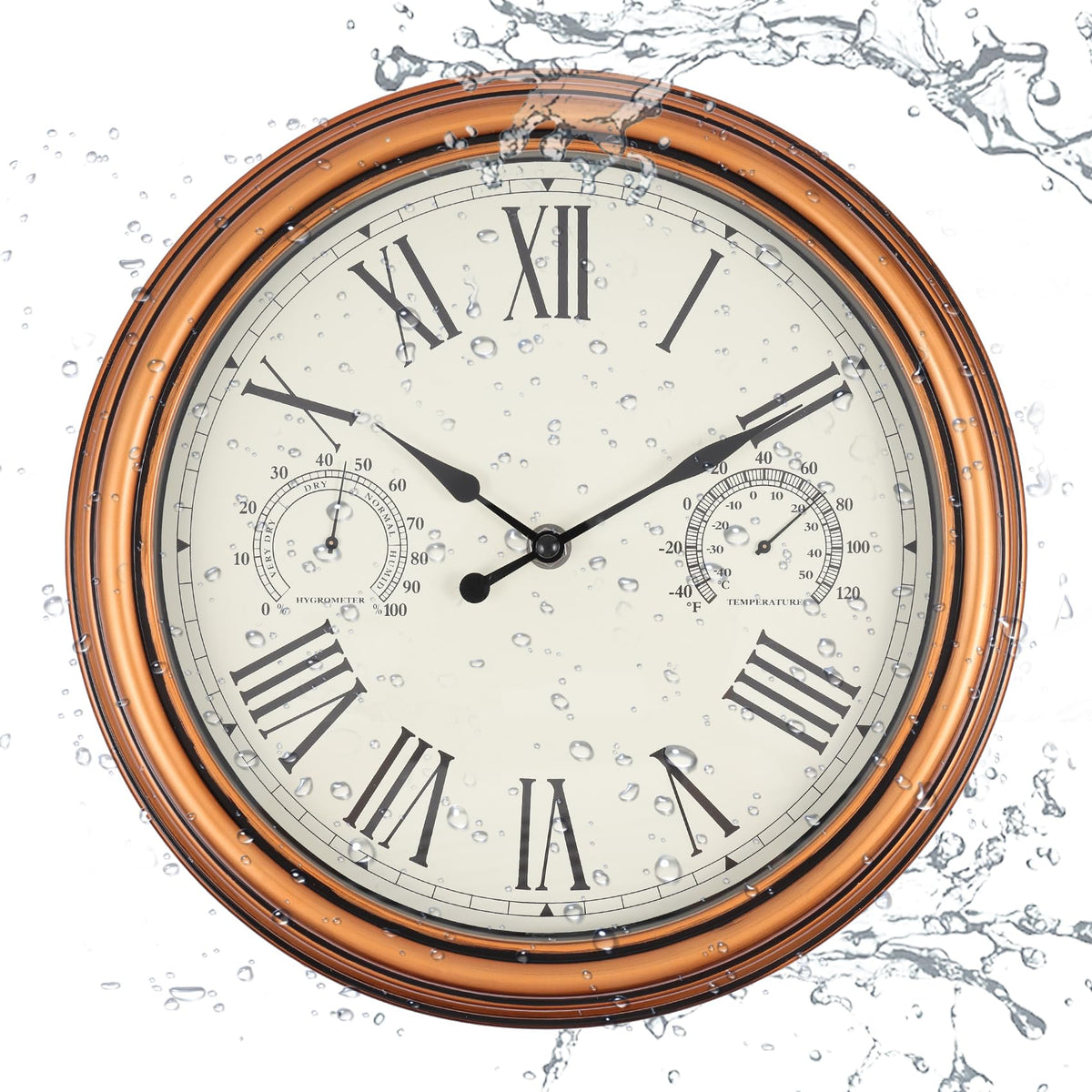 Vigorwise 12-inch clock face with clear numbers for outdoor readability.