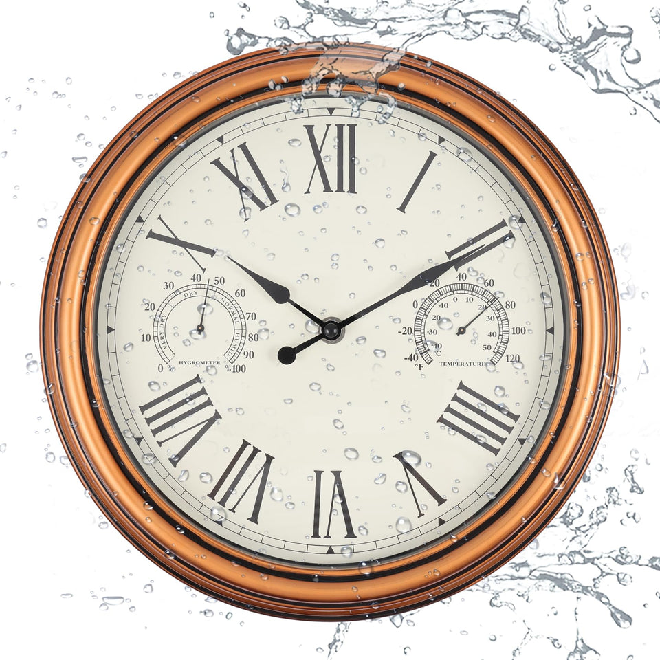 Vigorwise 12-inch clock face with clear numbers for outdoor readability.