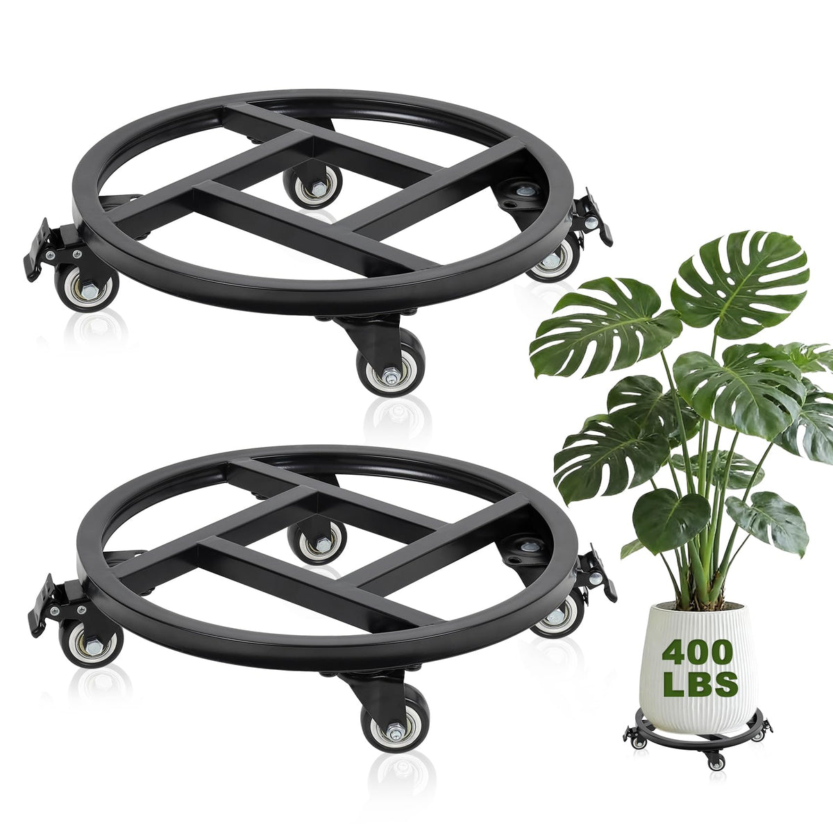 Vigorwise 12-inch plant caddy base frame enables sturdy mobility for large pots.
