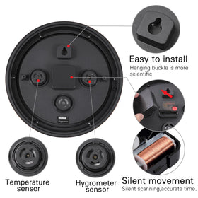 Vigorwise analog thermometer and hygrometer provide quick readings.