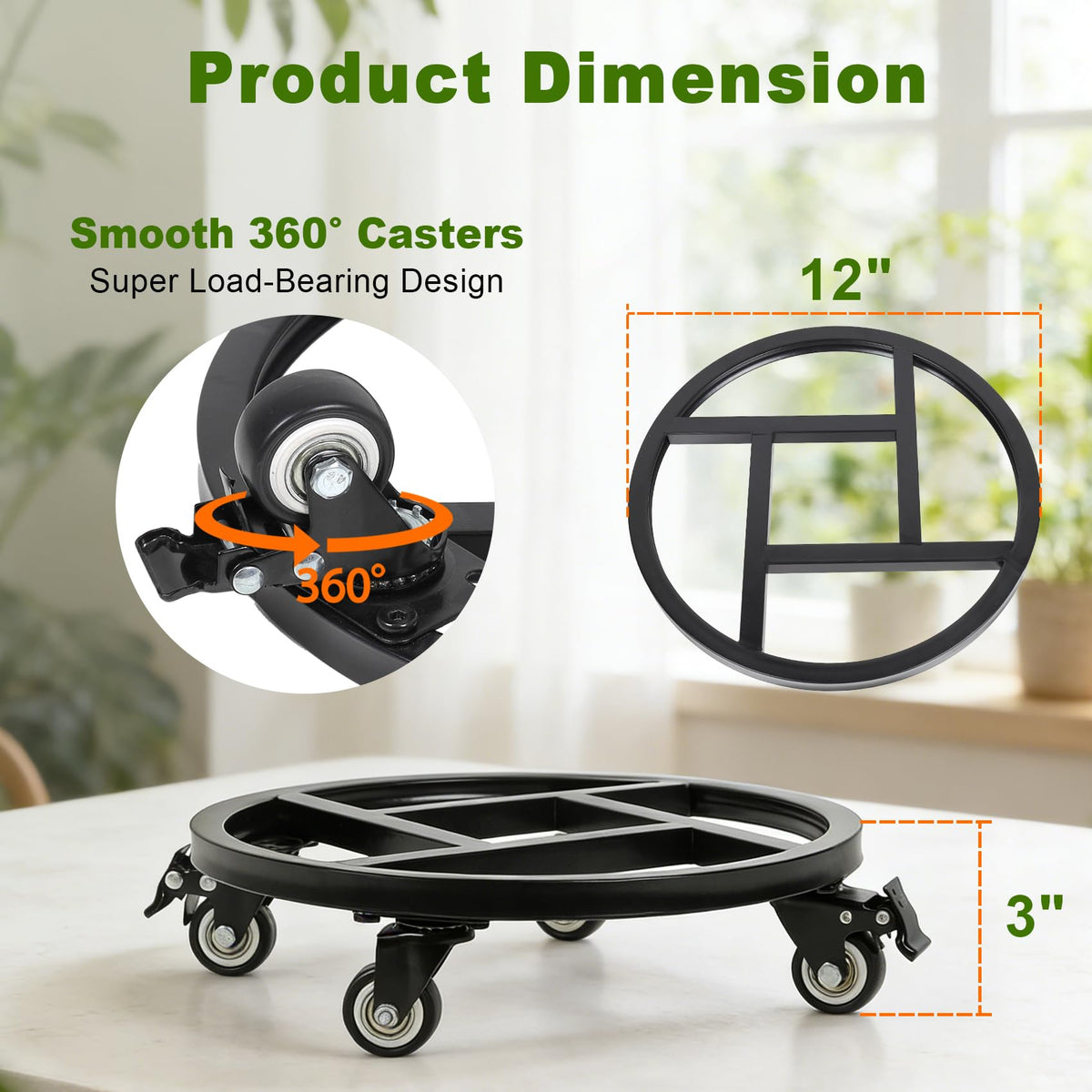 Vigorwise heavy-duty casters with brake pads allow safe, smooth repositioning.