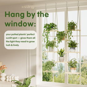 Vihawke macrame plant hanger adjustable height for versatile display.