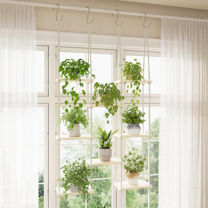 Vihawke window shelf 8-tier displaying sun-loving plants on a bright sill.