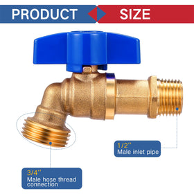 Close-up of VIHOSE brass hose bib showing leak-proof seal