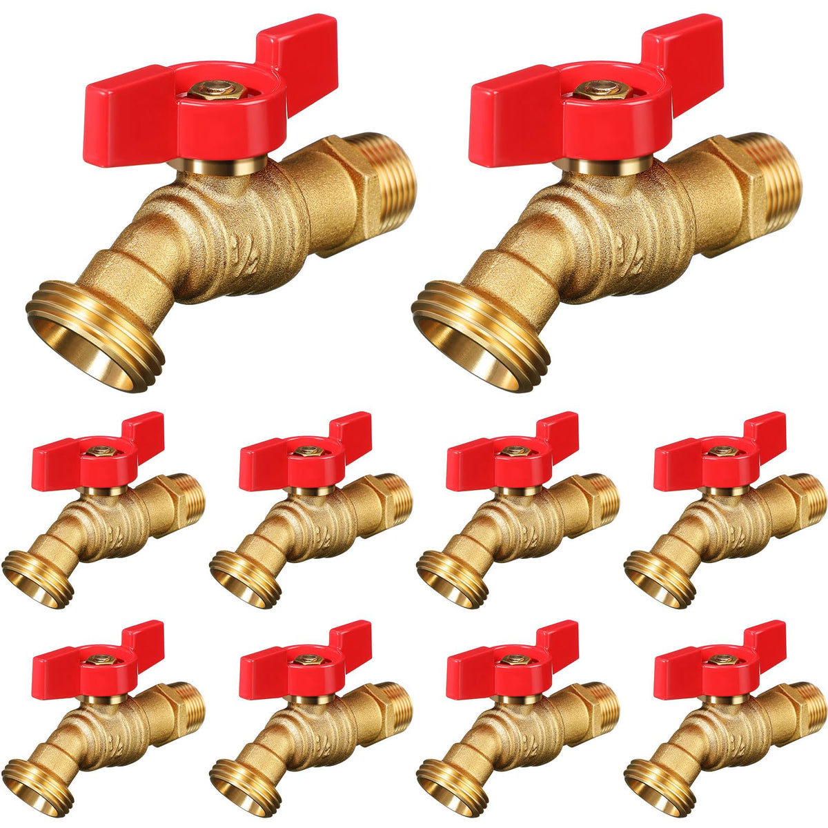 VIHOSE brass hose bib with 1/2in MIP to 3/4in MHT, red finish for outdoor use