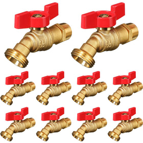 VIHOSE brass hose bib with 1/2in MIP to 3/4in MHT, red finish for outdoor use