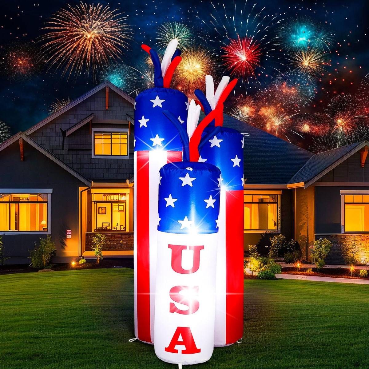 VIHOSE LED-lit independence inflatable glowing at night