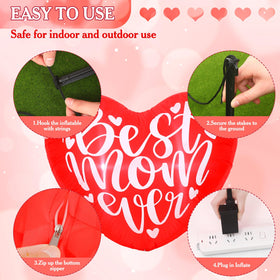 VIHOSE 3.9 ft heart inflatable made of weather-resistant material for year-round garden display.