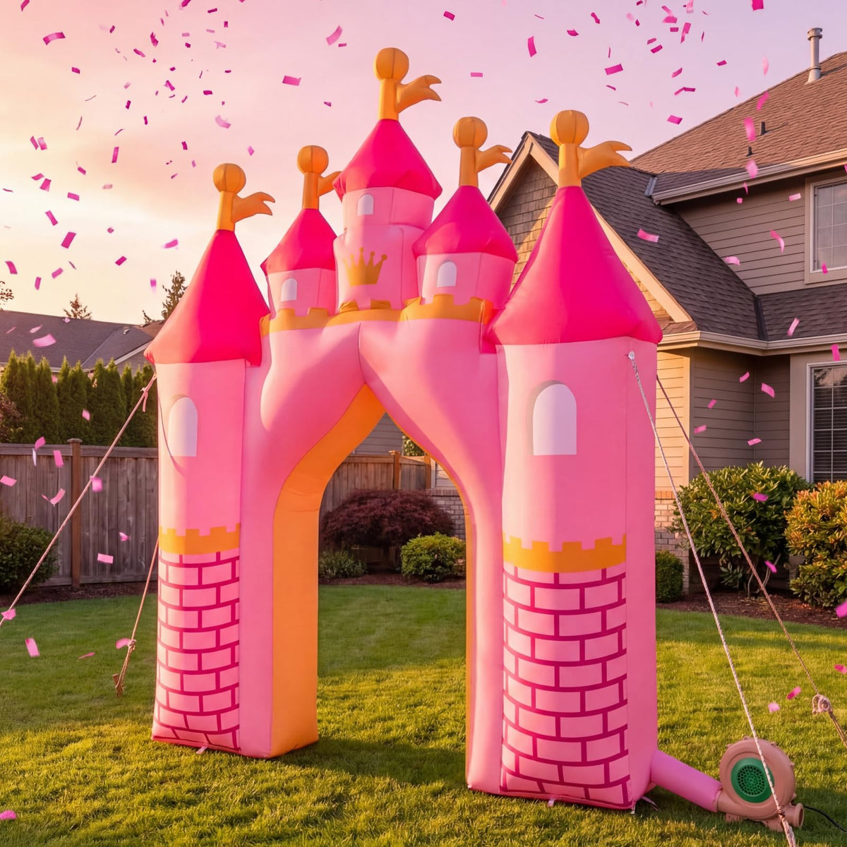 VIHOSE pink castle entrance arch ideal for magical birthday celebrations