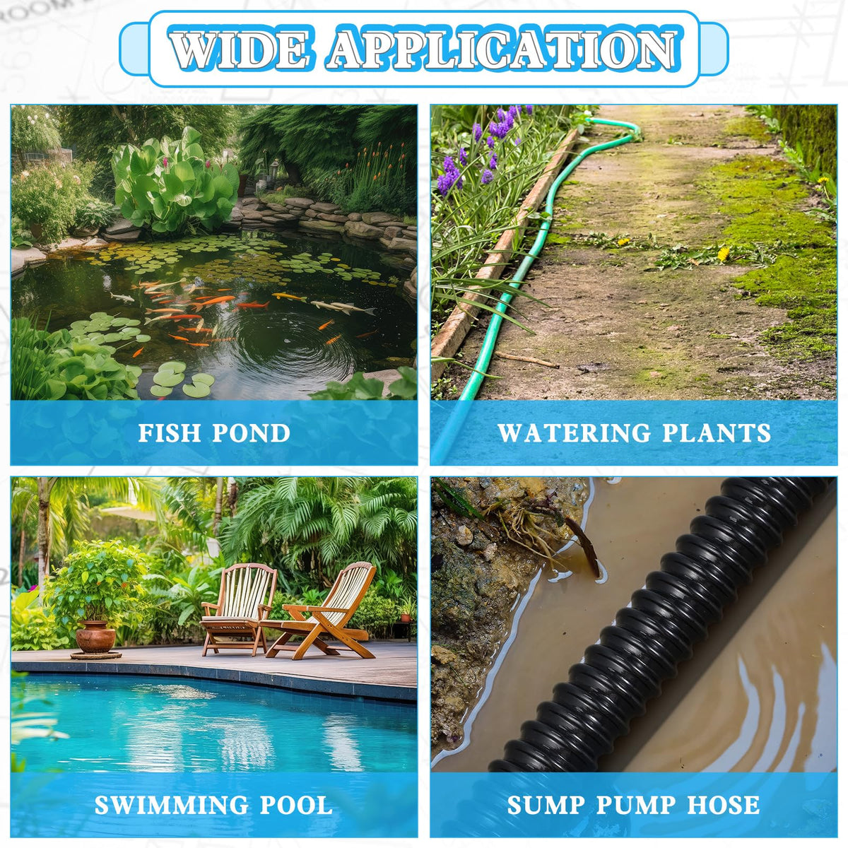 VIHOSE ideal for ponds, fountains, pumps, and filters.