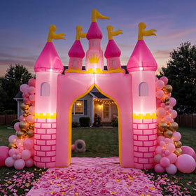 VIHOSE 10 ft princess castle arch with LED lights for a dramatic entrance