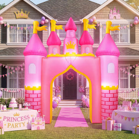 VIHOSE soft polyester pink castle withstands seasonal outdoor use