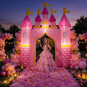 VIHOSE weather-resistant pink castle stays upright in light wind