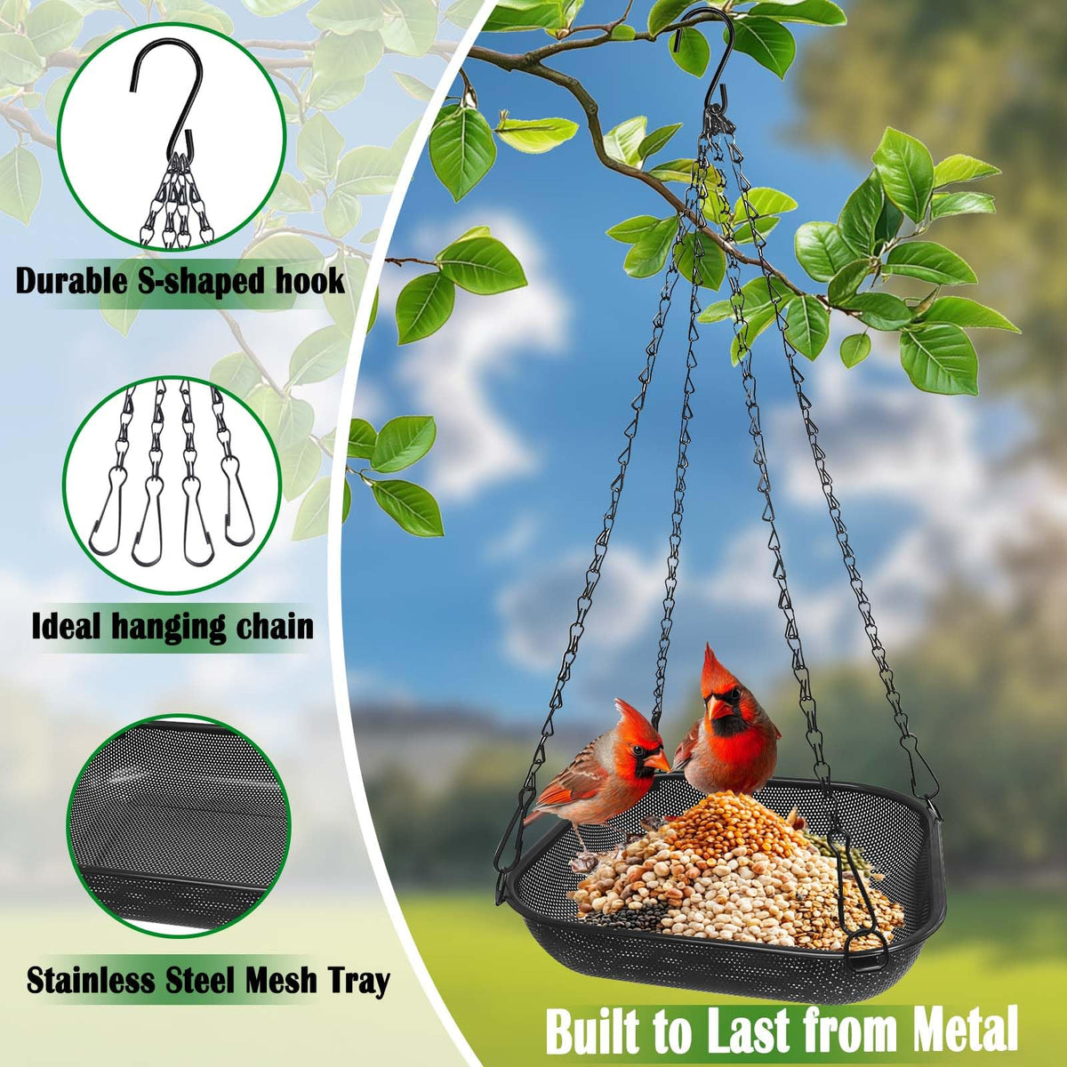 VIHSIPR all-weather stainless steel tray withstands sun and rain for lasting outdoor use