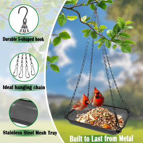 VIHSIPR metal mesh seed tray drains quickly to keep seeds fresh for birds.