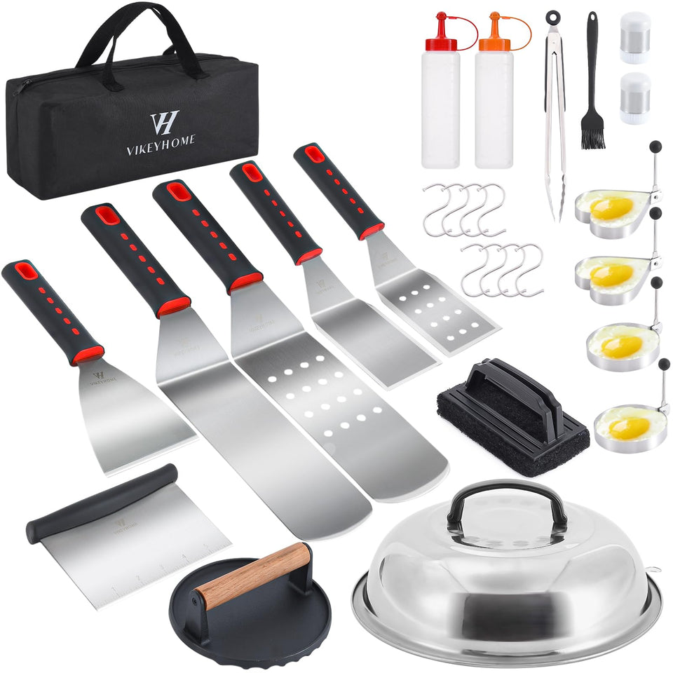 VIKEYHOME griddle basting cover in use for even heat