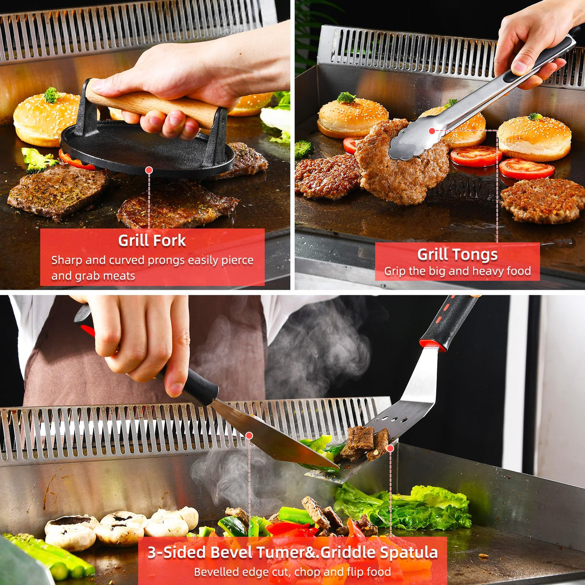 VIKEYHOME griddle scraper cleaning residue after cooking