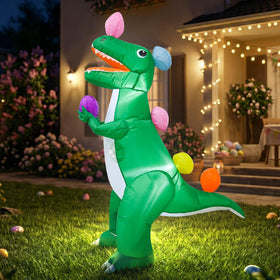 VIKIMORA outdoor inflatable dinosaur shown in garden for festive decor.