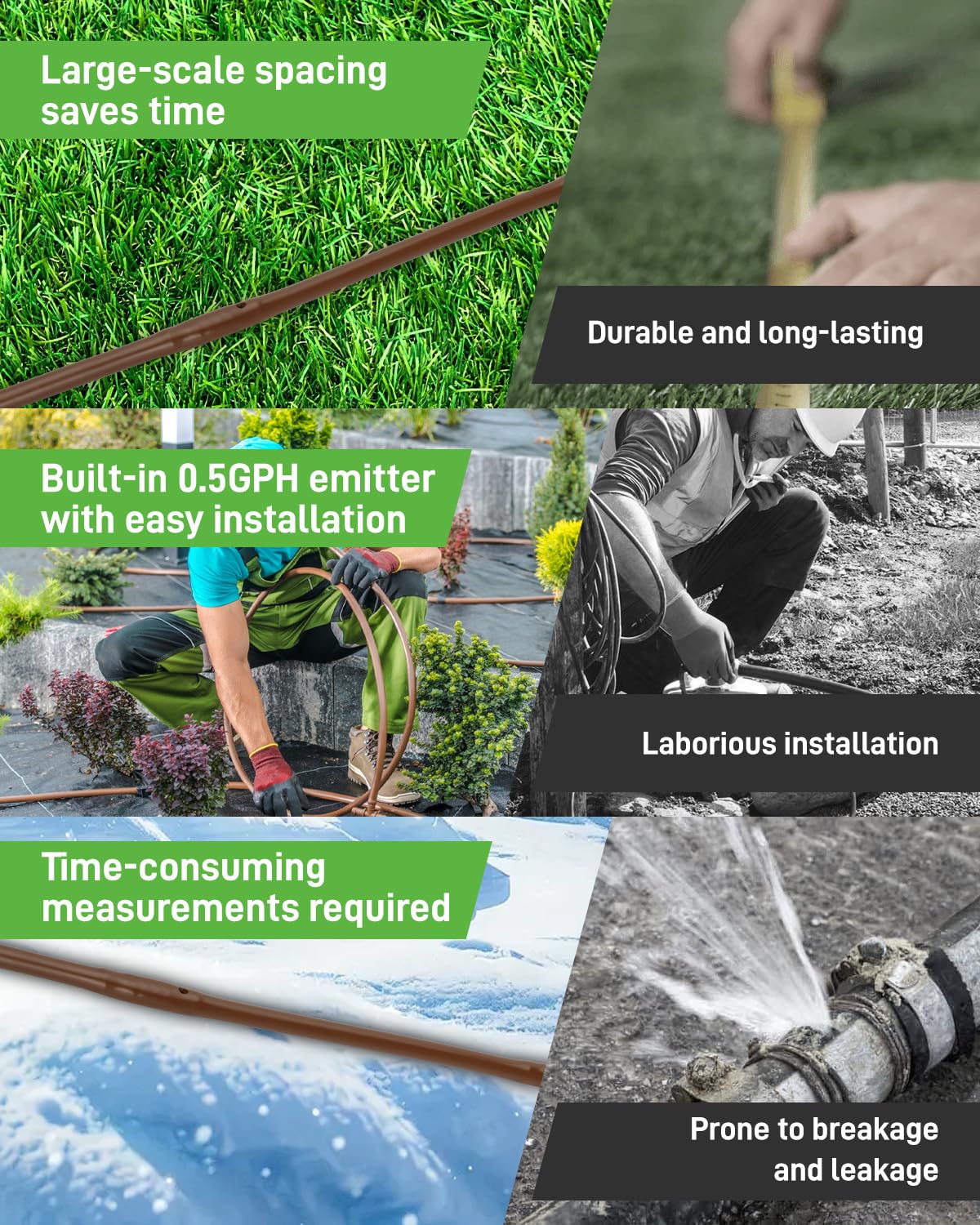 Vikua built-in 0.5 GPH emitter tubing for efficient distribution