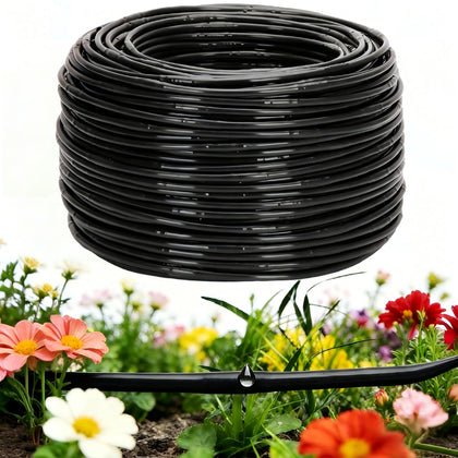 Vikua quarter-inch drip tubing with six-inch emitter spacing for targeted root watering.