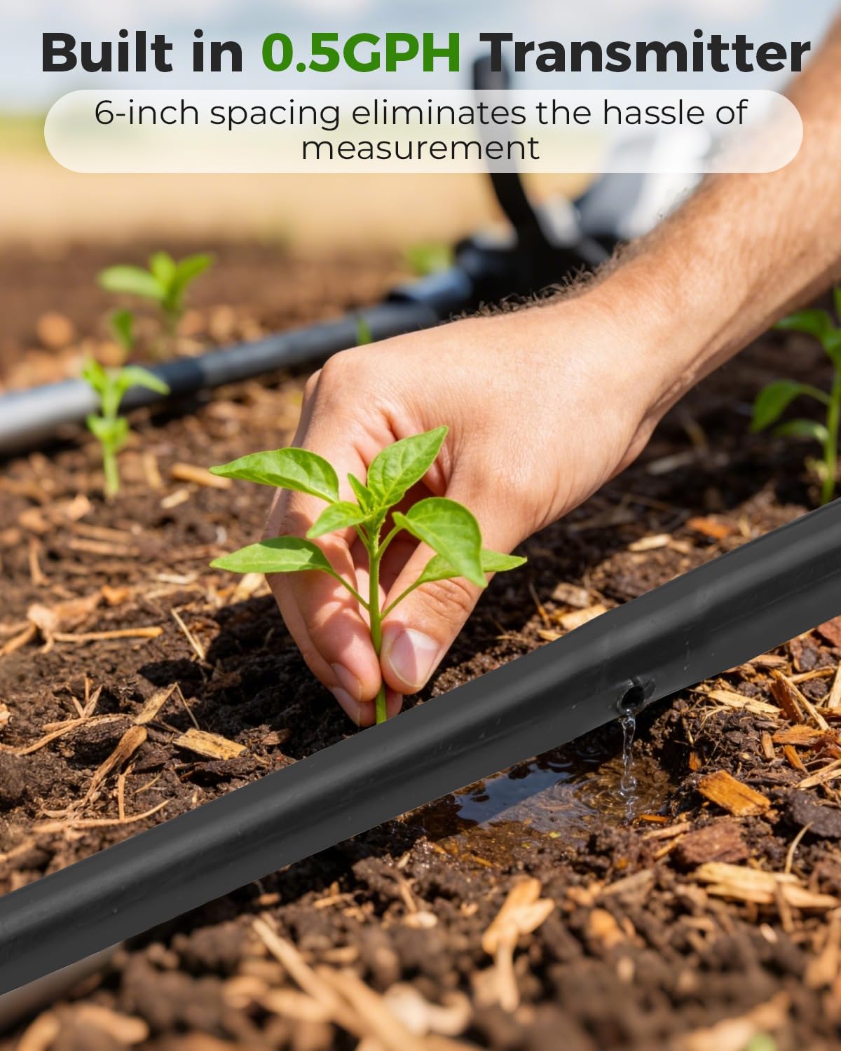 Vikua buried drip tubing blends with soil for discreet installation.