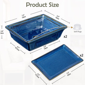 Villa Como Bonsai Pots set of 2, top view highlighting shallow design for bonsai and succulents