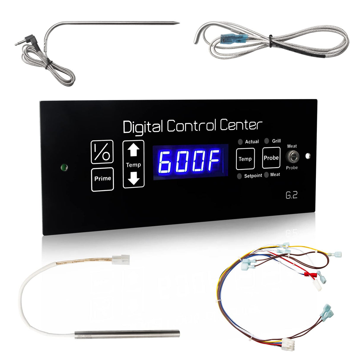 Village Smoker digital control board kit on Louisiana G2 grill front view for precise grilling