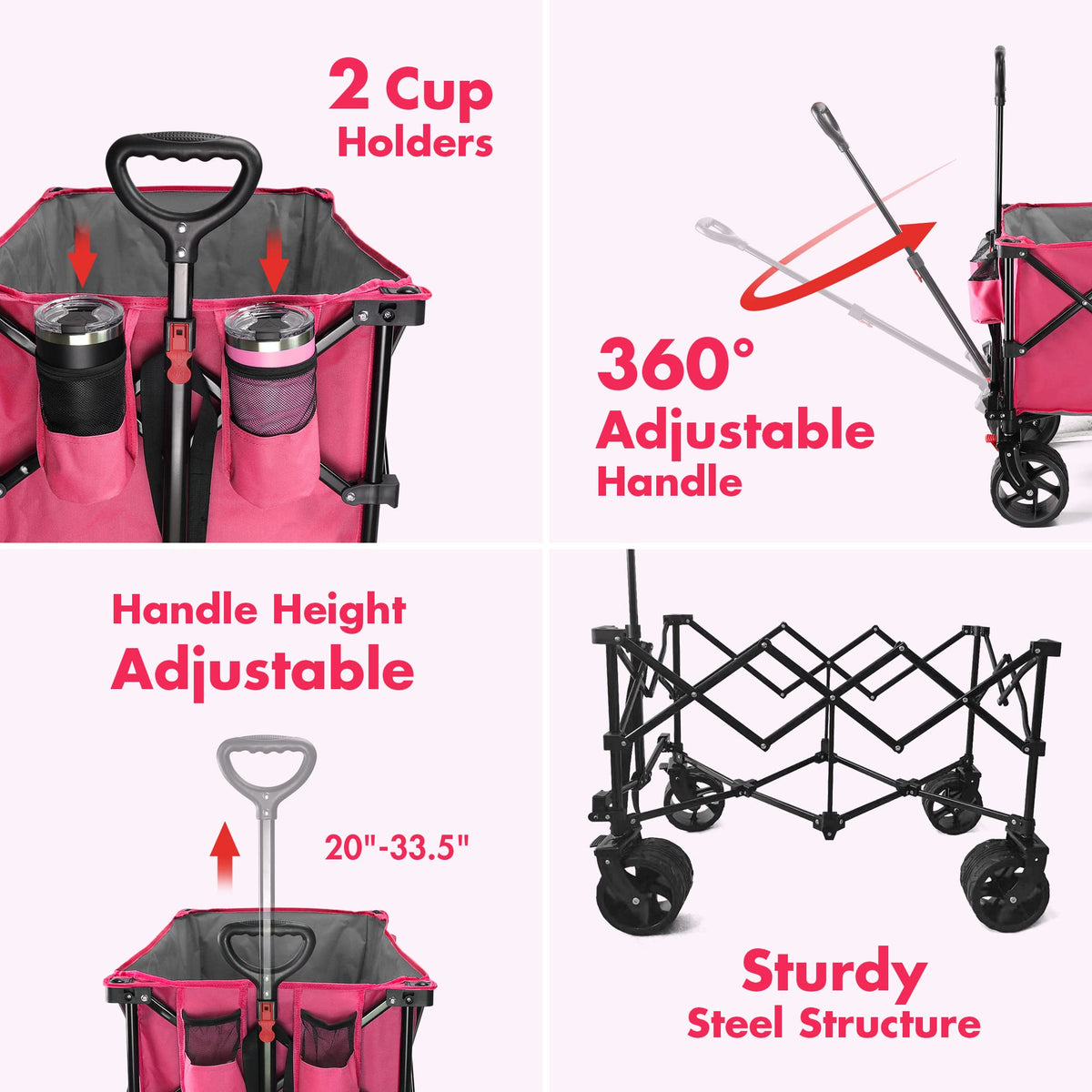 VILLEY all-terrain wheels and brakes stabilize on grass and slopes