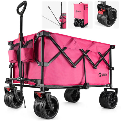 VILLEY collapsible wagon with big wheels enables smooth all-terrain transport