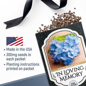 Vimtoba memorial seed packet back with comforting poem for remembrance