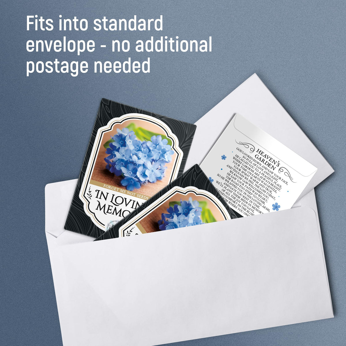 Vimtoba memorial seed packet design emphasizing multipurpose funeral favors