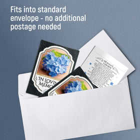 Vimtoba memorial seed packet design emphasizing multipurpose funeral favors