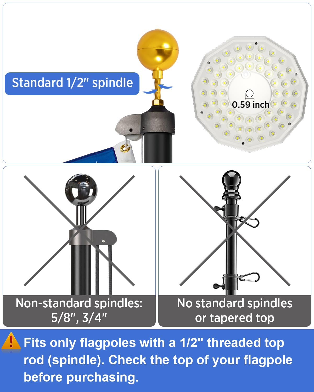 vimwing flagpole light IP65 durable housing resists rain and wind for year-round display