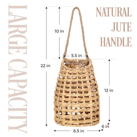 VINAHAND handwoven wall basket with loop handle for easy hanging and versatile storage