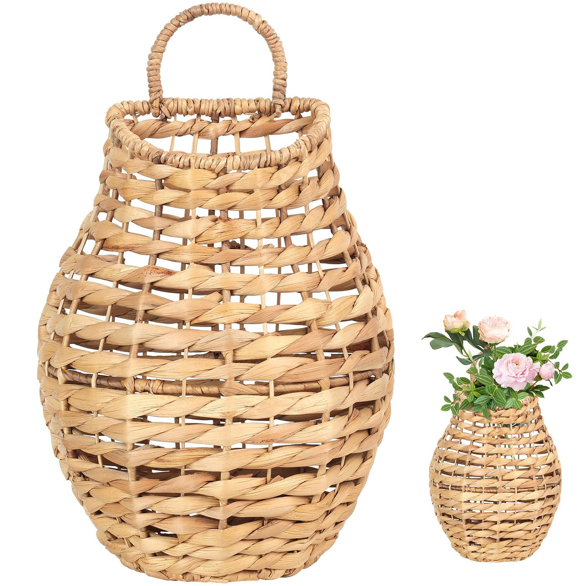 VINAHAND water hyacinth wall basket for front door decor and mail organization