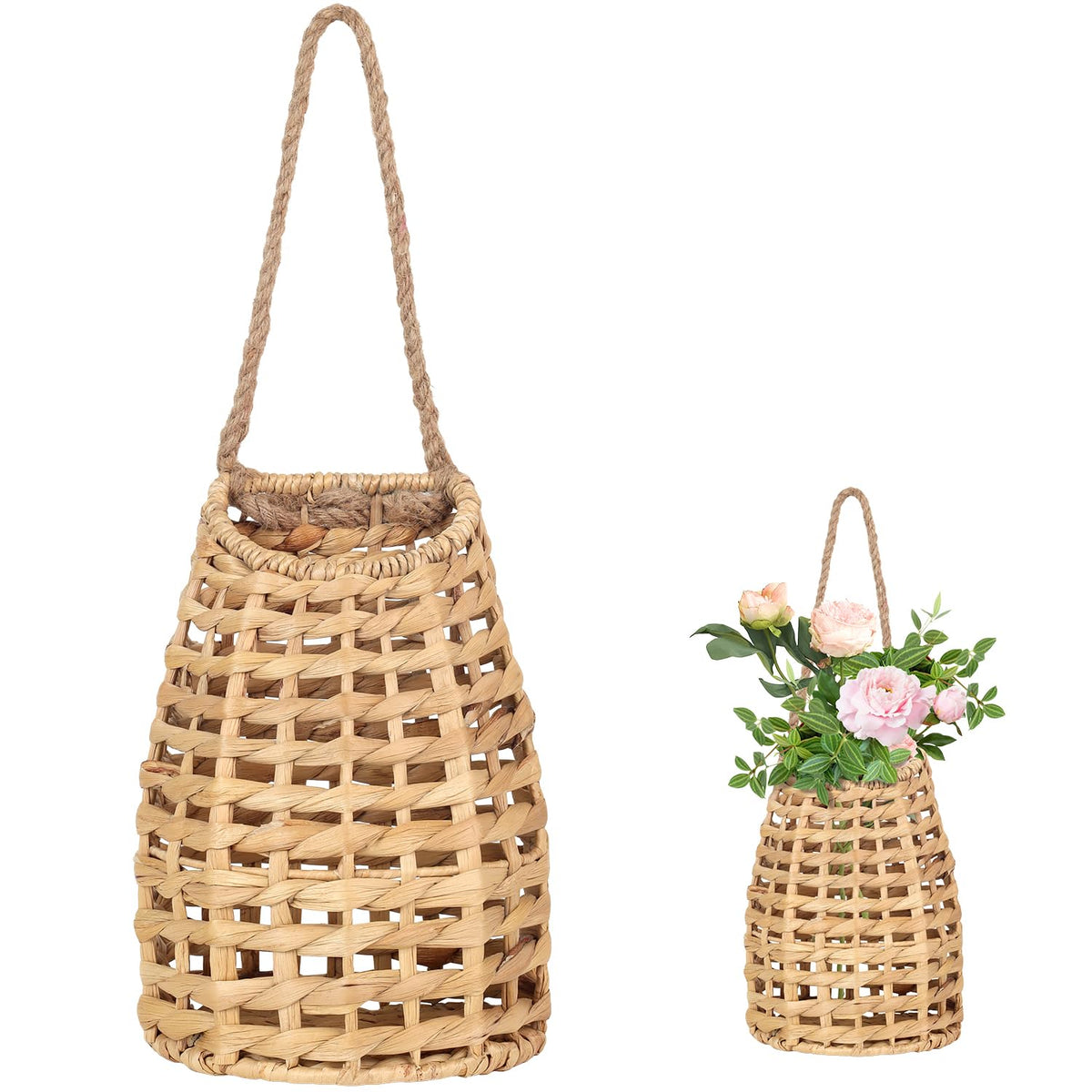 VINAHAND water hyacinth wall basket for front door adds natural charm and seasonal display