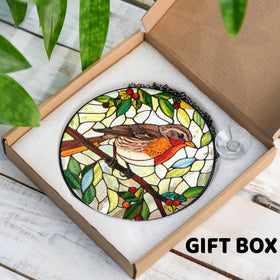 Vinatimes stained-glass robin charm enhances home decor with cheerful symbolism
