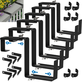 Vinazone window box bracket with adjustable top and bottom bars for versatile planter fit.