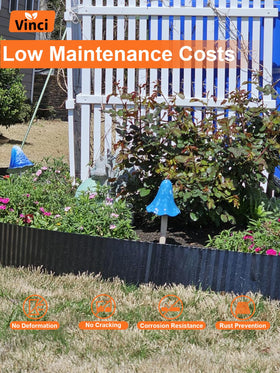 Vinci edging installs quickly via trenching and hammering for DIY projects.