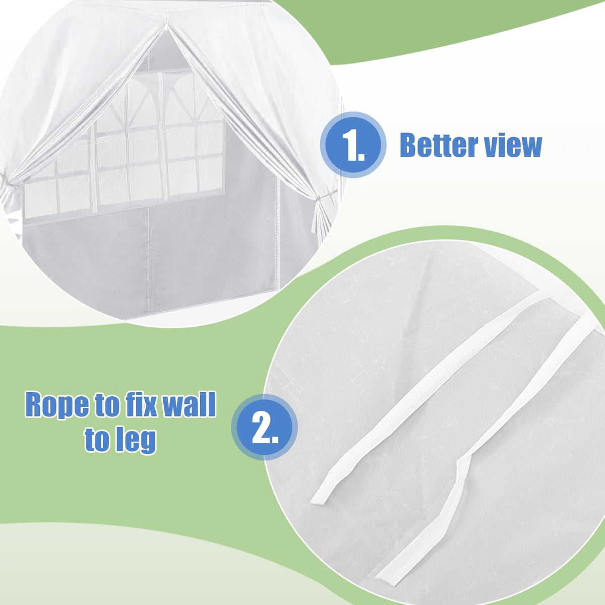 Vincreem 10x10 wall with church window right side for breathable privacy