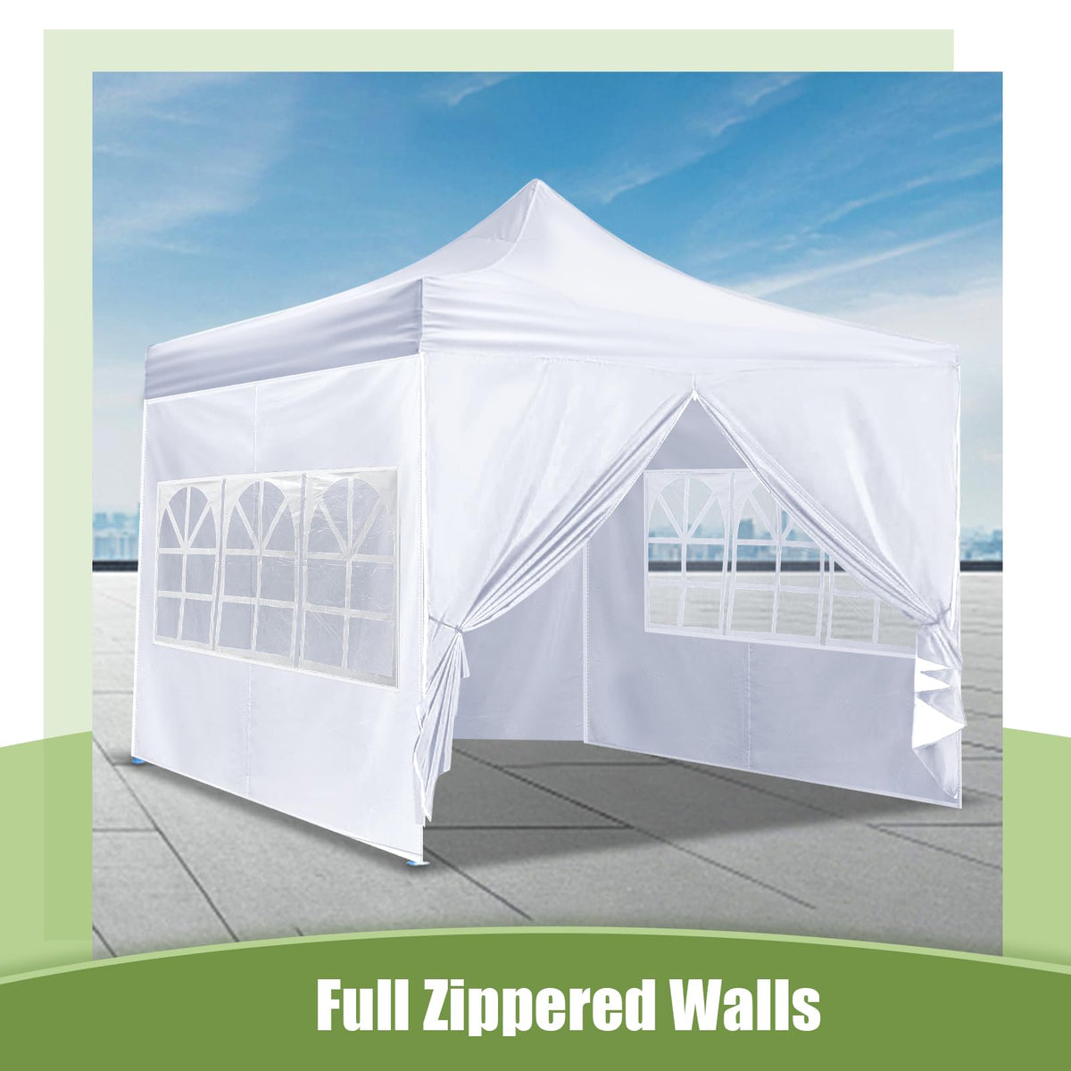 Vincreem 10x10 canopy sidewalls demonstrating full wall coverage setup