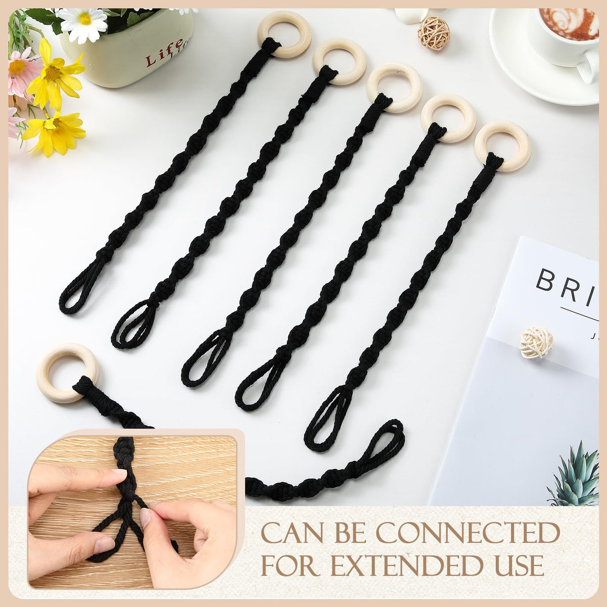 Vincreem bohemian plant hanger setup adds decorative charm and warmth.