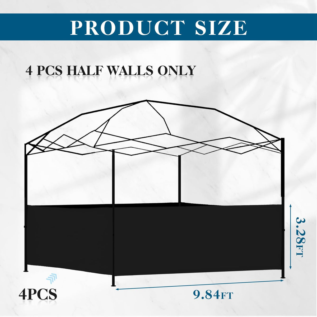 Vincreem oxford fabric half wall; durable material resists outdoor use.